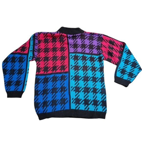 Vintage 1980s Glamour Knit Neon Color Block Sweater - Picture 4 of 4